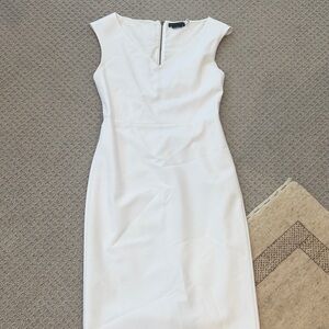 Alice + Olivia White V-Neck Midi Dress